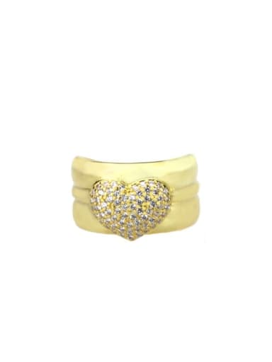 Brass Cubic Zirconia Heart Luxury Band Ring