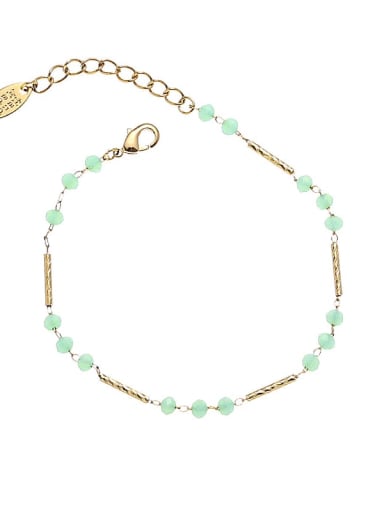 Green Natural Stone Bracelet BrassMinimalist Geometric  Bracelet and Necklace Set