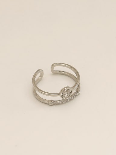 white K Brass Cubic Zirconia Geometric Vintage Band Fashion Ring