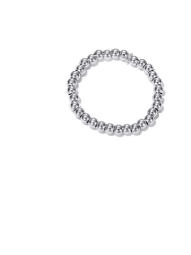 Platinum Brass Bead Round Minimalist Band Ring