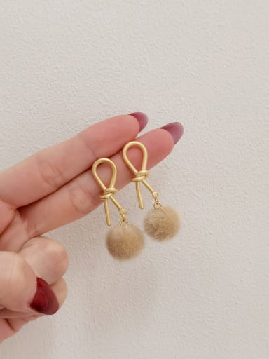 Brass Wool  Ball Minimalist Drop Earring