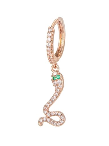 742 rose gold Brass Cubic Zirconia Snake Vintage Single Earring(Single -Only One)