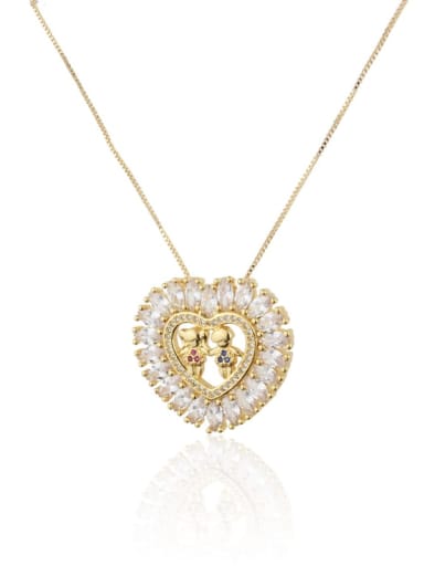 Brass Cubic Zirconia Heart Necklace