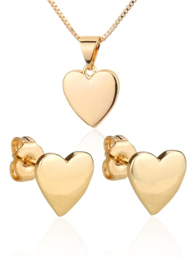 Brass  Heart Earring and Necklace Set