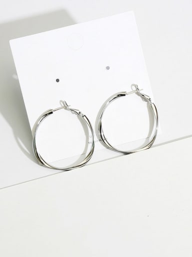white K Copper Hollow  Round Minimalist Hoop Trend Korean Fashion Earring