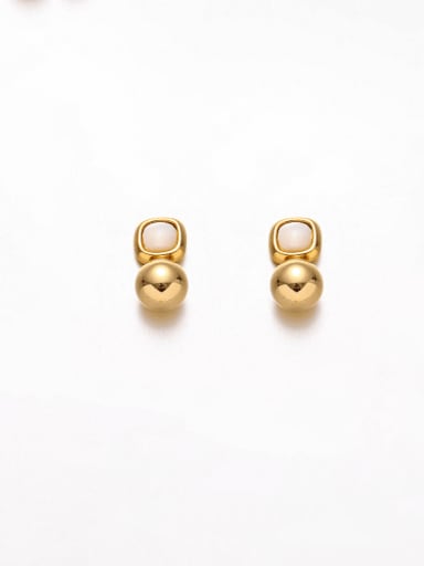 Brass Tiger Eye Geometric Trend Drop Earring