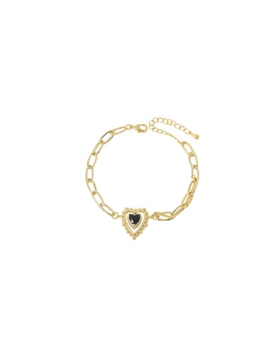 custom Brass Cubic Zirconia Black Heart Trend Bracelet