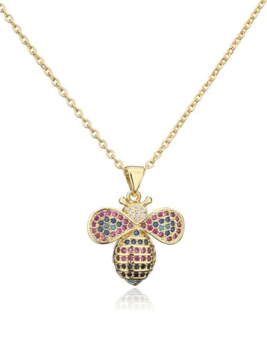 Brass Cubic Zirconia Trend  Bee Pendant Necklace