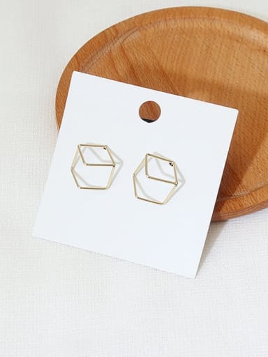 14K gold Copper Hollow Square Minimalist Stud Trend Korean Fashion Earring