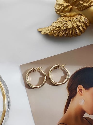 Gold 3.0 Copper  Minimalist  Smooth Round Stud Trend Korean Fashion Earring