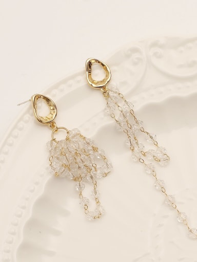 Brass Crystal Tassel Vintage Drop Trend Korean Fashion Earring