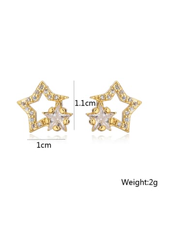 41596 Brass Cubic Zirconia Animal Vintage Stud Earring
