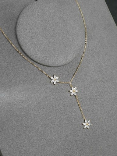 Brass Cubic Zirconia Star Dainty Lariat Necklace