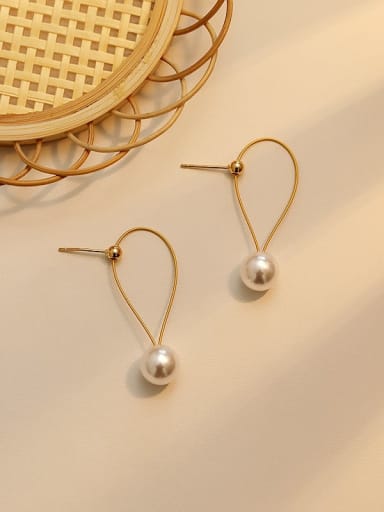 Copper Imitation Pearl Hollow Geometric Minimalist Drop Trend Korean Fashion Earring