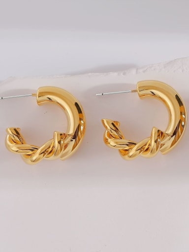 Nostalgic gold Brass Geometric Vintage Stud Earring