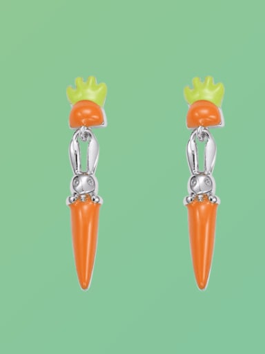 Brass Enamel Irregular Carrot  Minimalist Drop Earring