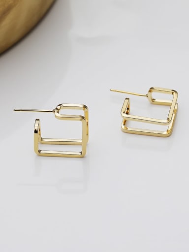 14k gold Copper Hollow Geometric Minimalist Stud Trend Korean Fashion Earring