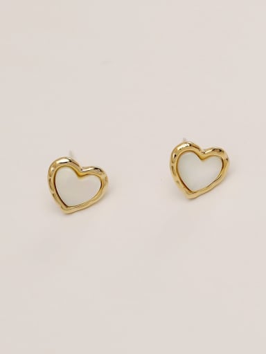 Brass Shell Heart Minimalist Stud Trend Korean Fashion Earring