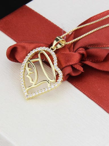 Brass Cubic Zirconia Heart Dainty  Pendant  Necklace