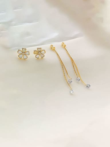 Brass Cubic Zirconia Tassel Dainty Threader Trend Korean Fashion Earring