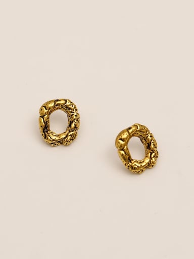 Brass Hollow Geometric Vintage Stud Trend Korean Fashion Earring