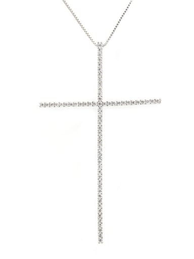 Platinum plated white zircon Brass Cubic Zirconia Religious Minimalist Regligious Necklace