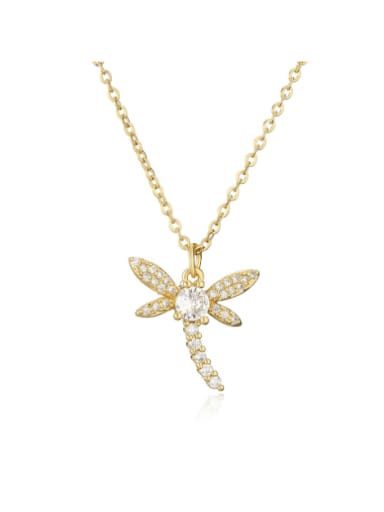 23046 Brass Cubic Zirconia Dragonfly Hip Hop Necklace