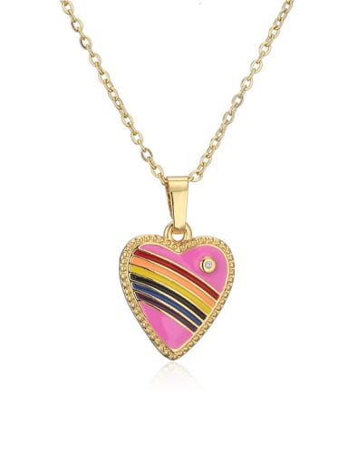 21128 Brass Enamel  Trend Heart  Pendant Necklace