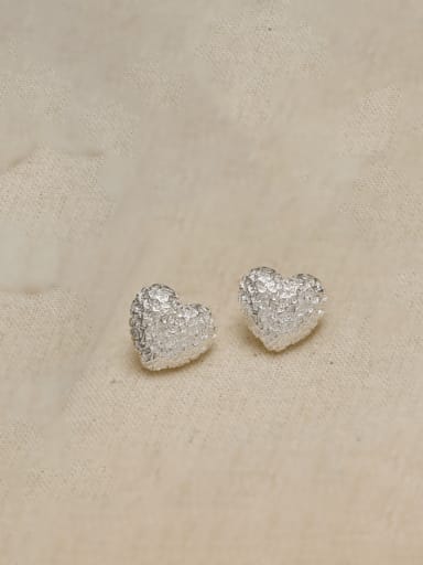 white gold Brass Heart Vintage Stud Earring