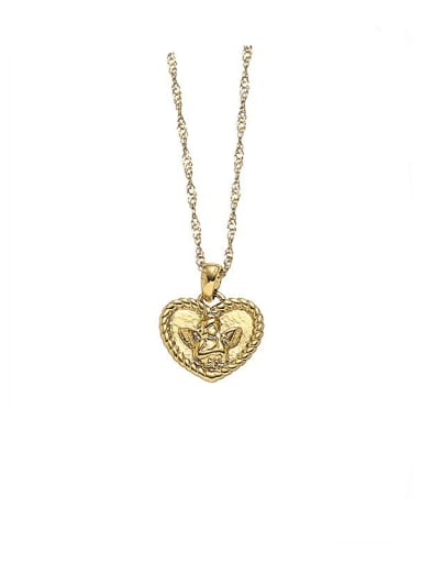 Love Angel Pendant Necklace Brass Natural Stone Geometric Hip Hop Necklace