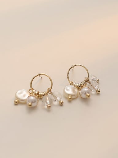 Copper Imitation Pearl Geometric Minimalist Huggie Trend Korean Fashion Earring