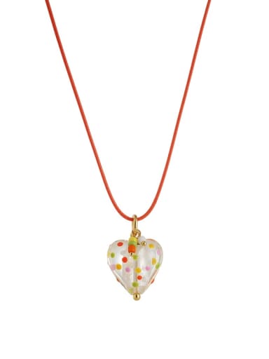 Brass Enamel Heart Cute Necklace