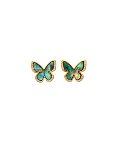 custom Brass Enamel Butterfly Trend Stud Earring