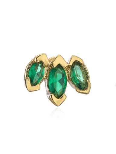 41599 Brass Cubic Zirconia Green Geometric Stud Earring