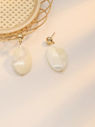 Shell white Copper Shell Geometric Minimalist Drop Trend Korean Fashion Earring