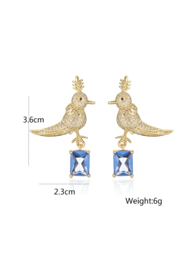 Brass Cubic Zirconia Bird Hip Hop Drop Earring