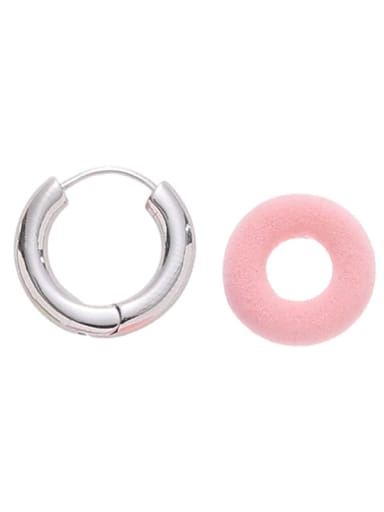 Platinum circular pink accessory  -Singl Brass Enamel Geometric Minimalist Huggie Earring