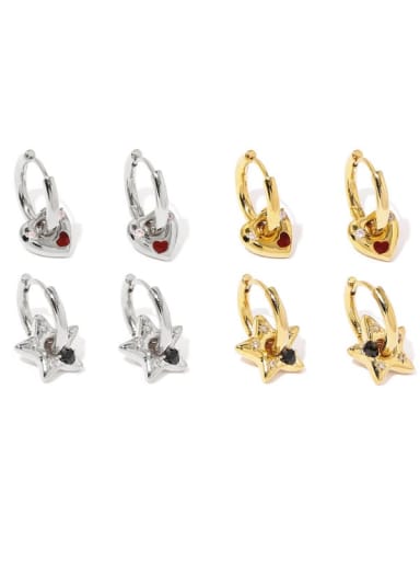 Brass Rhinestone Star Vintage Huggie Earring