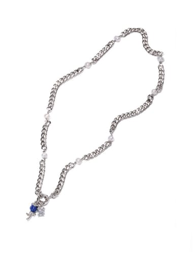 Brass Cubic Zirconia Rosary Vintage Tassel Necklace