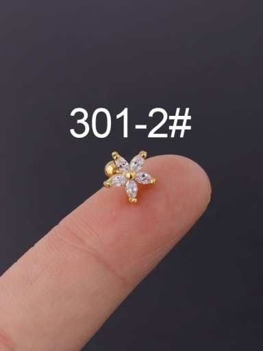 2( Single) Brass Cubic Zirconia Flower Cute Single Earring