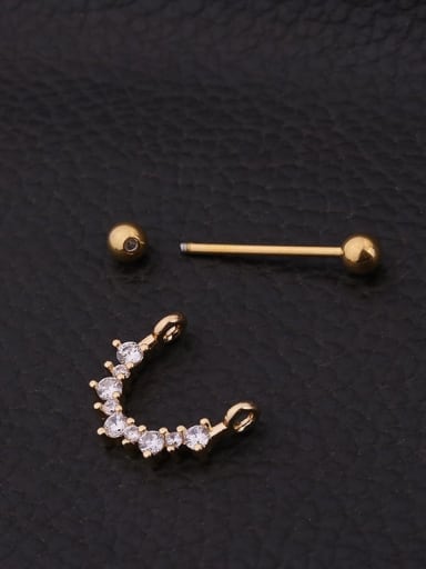 Brass  With Cubic Zirconia White Minimalist Stud Earring