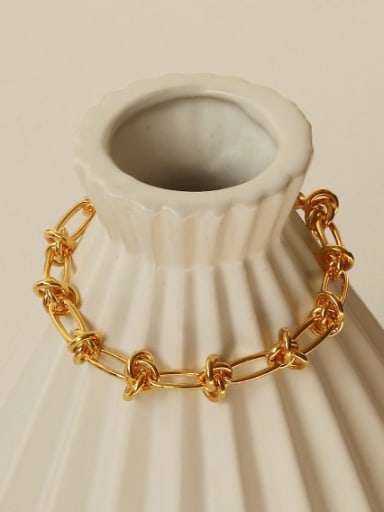 Brass  Hollow Geometric Knot Artisan Bracelet