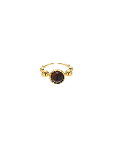 Brass Tiger Eye Geometric Vintage Band Ring