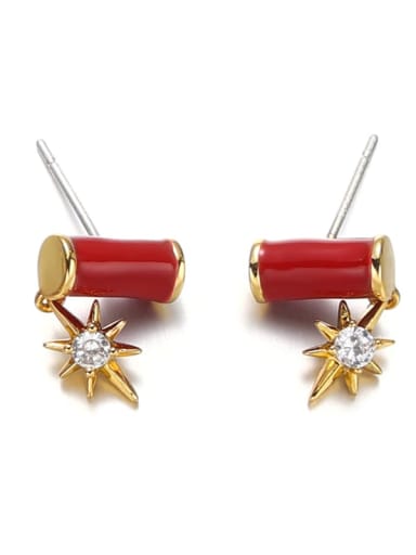 Firecracker earrings Brass Enamel Rabbit Cute Stud Earring