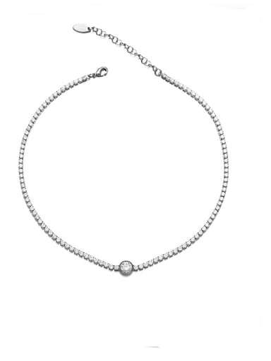 Platinum necklace Brass Cubic Zirconia Hip Hop Geometric Bracelet and Necklace Set