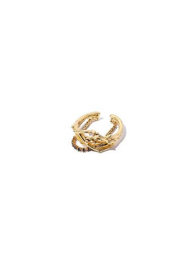 Brass Rhinestone Irregular Vintage Stackable Ring