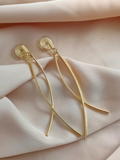 Brass Cross Minimalist Drop Earring (Ear clip)
