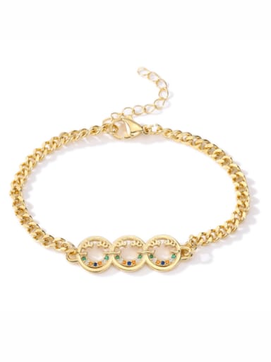 30667 Brass Cubic Zirconia Smiley Vintage Bracelet