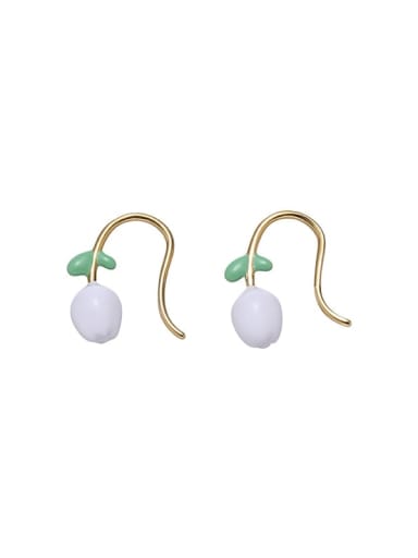 Brass Enamel Bell Minimalist Hook Earring