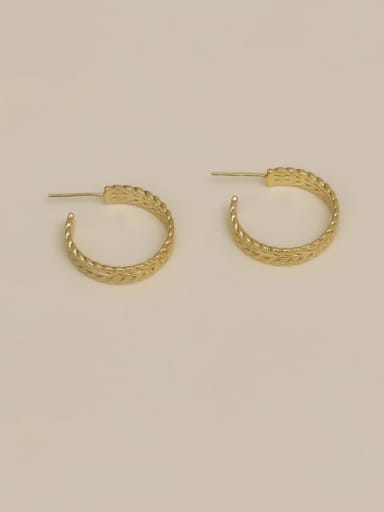 Brass Round leaf Vintage Hoop Trend Korean Fashion Earring